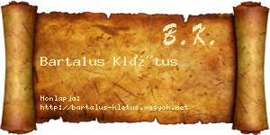 Bartalus Klétus névjegykártya